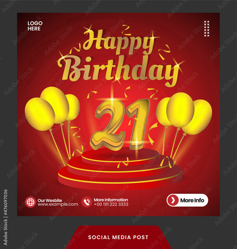 instagram feed post anniversary or happy birthday text effect background  layout for social media template and banner vector Stock Vector | Adobe  Stock