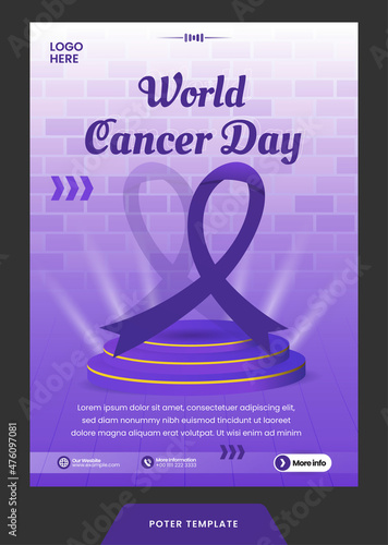 poster template world cancer day with luxury and modern stylewith luxury style for advertising vector photo