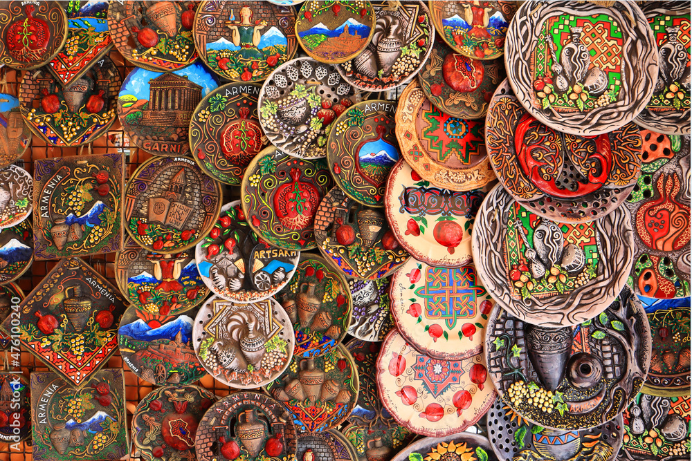 Ceramic souvenir plates for sale in Yerevan, Armenia