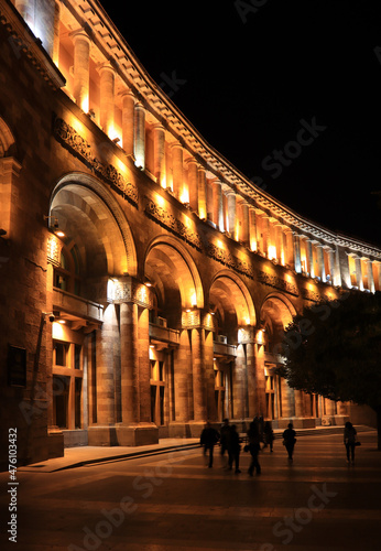 Architecture of Republic Square in the evening in Yerevan  Armenia