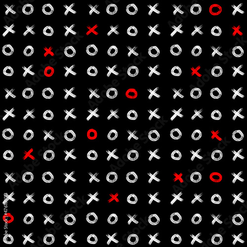 Seamless pattern with x and o letters.  