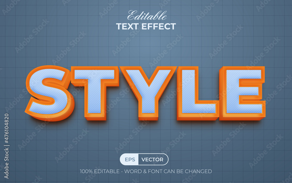 Style text effect yellow style theme. Editable text effect.
