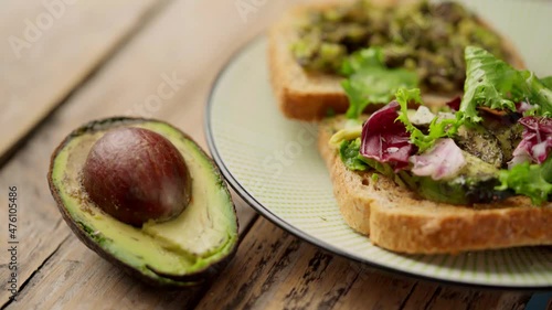 toast with avocado. vegetarian breakfast