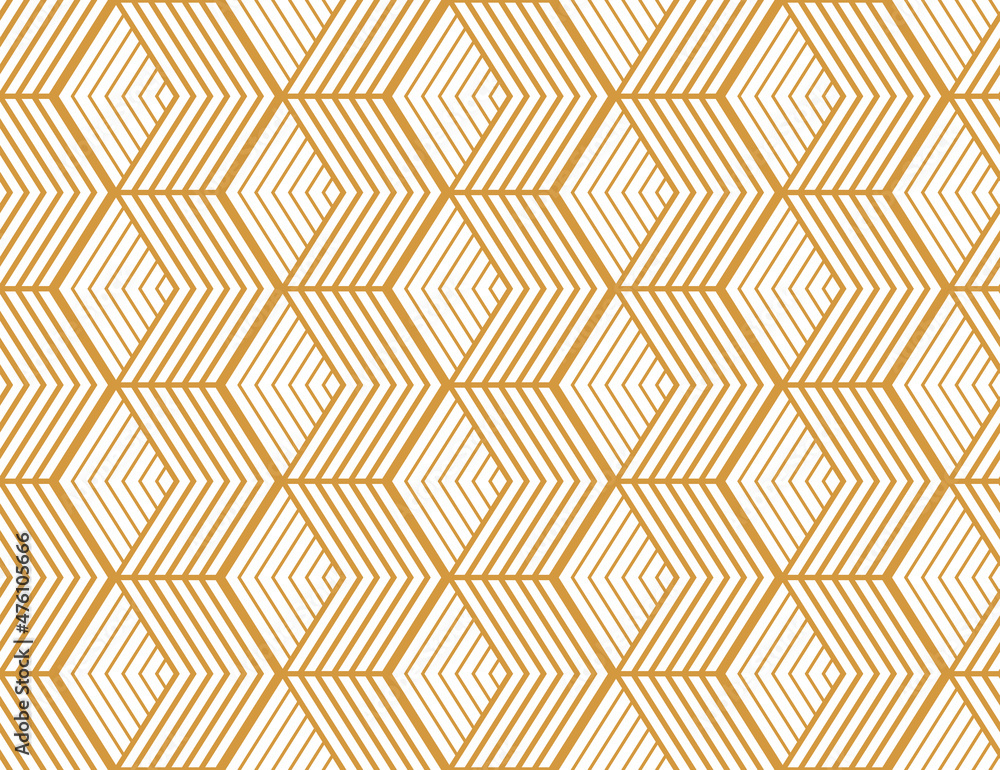 Abstract geometric pattern with stripes, lines. Seamless vector background. White and gold ornament. Simple lattice graphic design Abstract geometric pattern with stripes, lines. Seamless vector background. White and gold ornament. Simple lattice graphic design