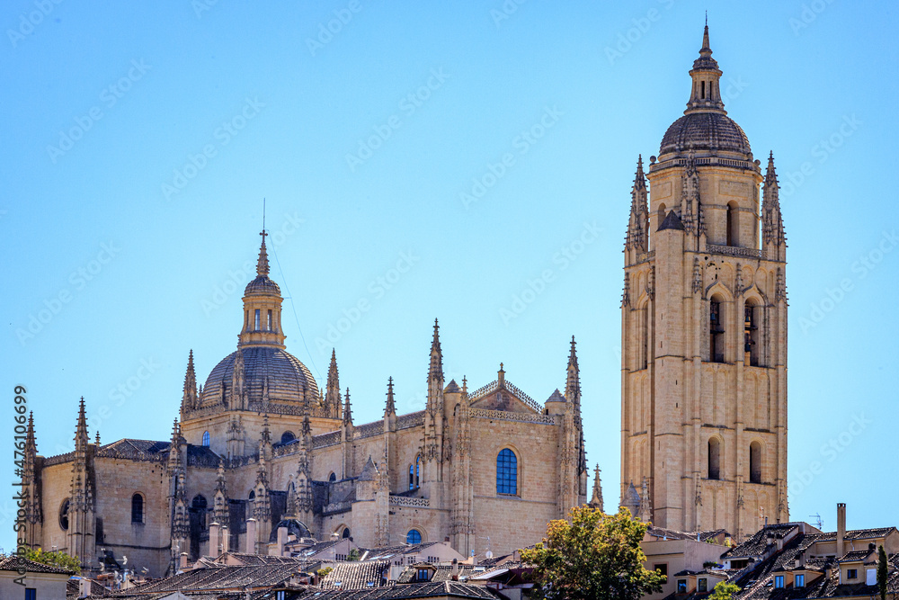 gothic cathedral profile with blue sky