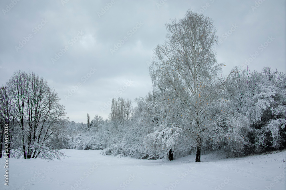 Winter Landscape of South Park in city of Sofia, Bulgaria