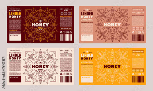 Set of template decorative label for honey