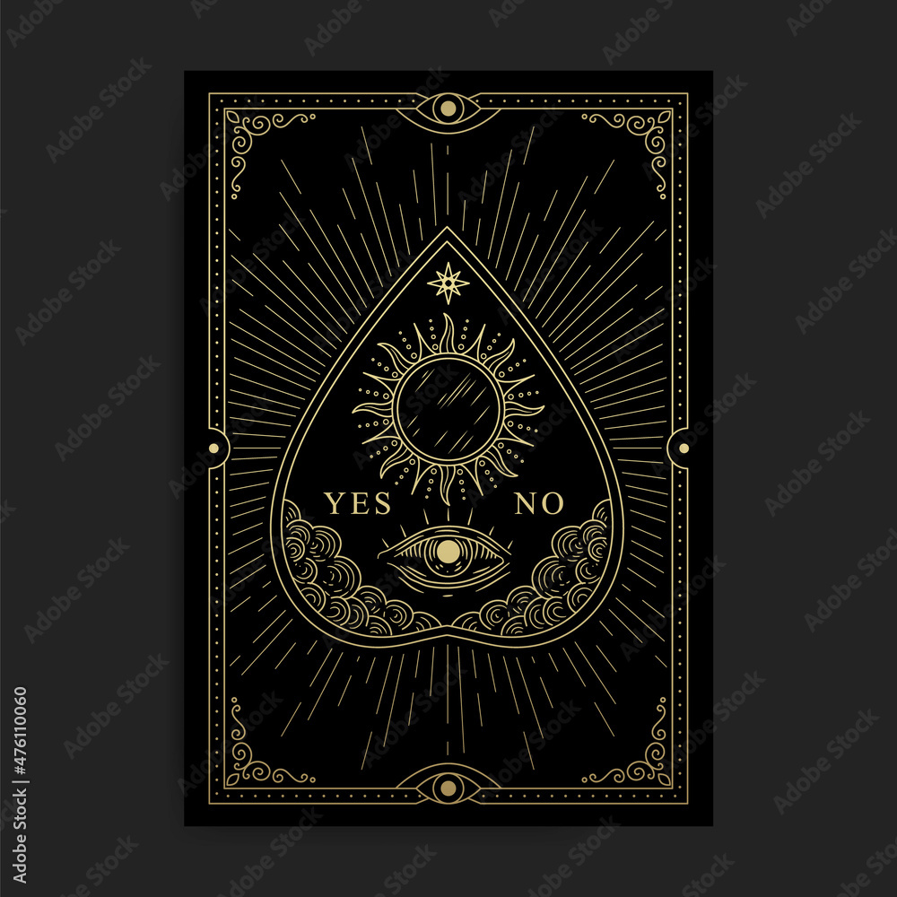 Ouija board with eye providence line art