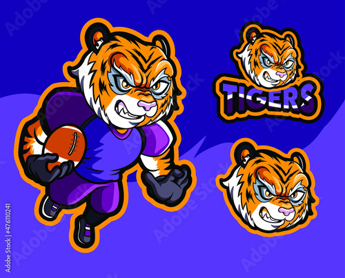 american football tiger mascot logo