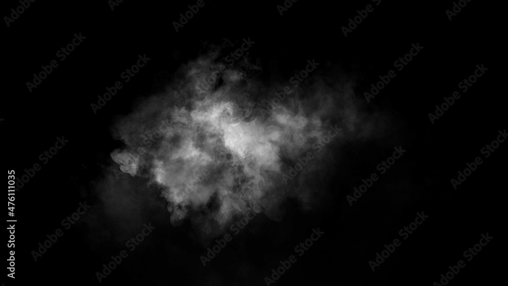 Fog and mist effect on isolated black background. Smoke texture.