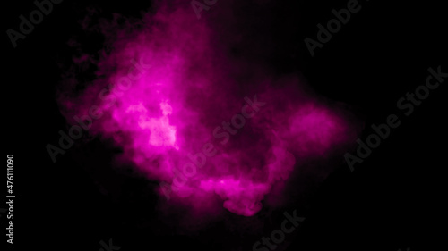 Fog and mist effect on isolated black background. Purple Smoke texture.