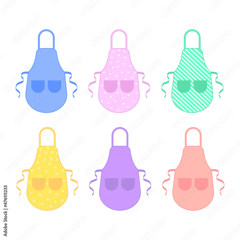 Set of colored kitchen apron. isolated on white background.vector