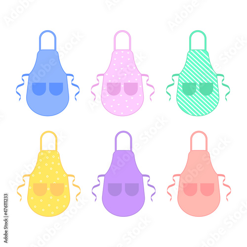 Obraz na płótnie Set of colored kitchen apron. isolated on white background.vector w salonie