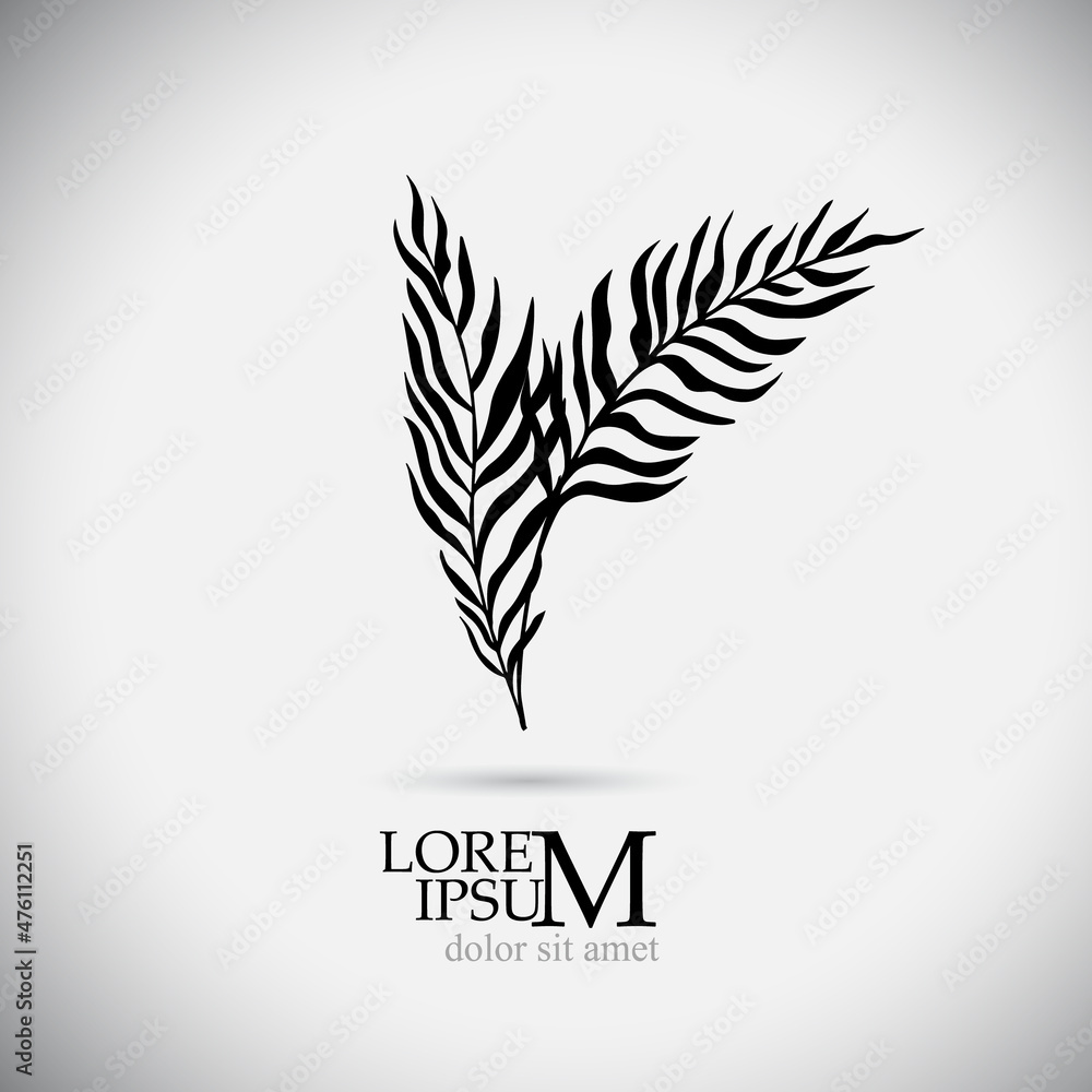 Logo palm branch. Vector illustration