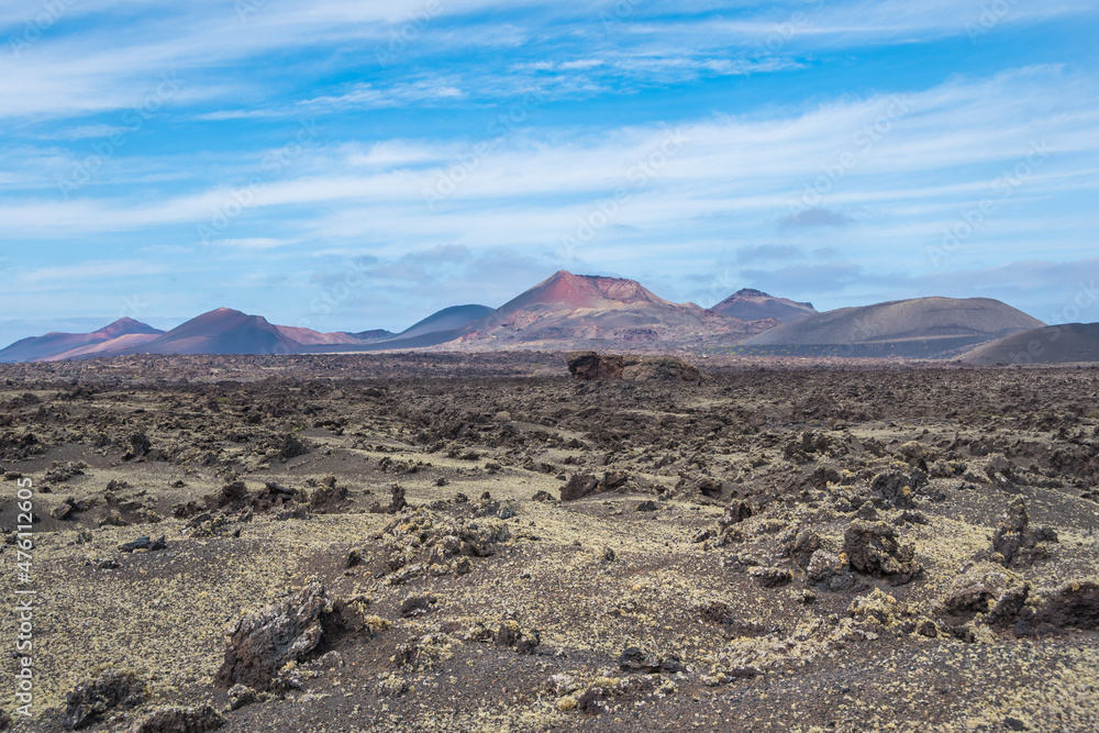 View of Timanfaya National Park - Lanzarote, Canary Islands, Spain View of Timanfaya National Park - Lanzarote, Canary Islands, Spain