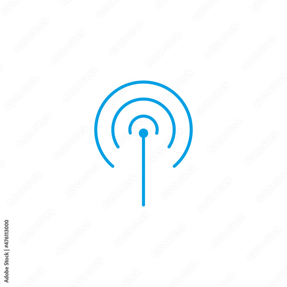 Signal transmission icon. Antenna or broadcasting tower and signal waves. Stock vector illustration isolated on white background Signal transmission icon. Antenna or broadcasting tower and signal waves. Stock vector illustration isolated on white background