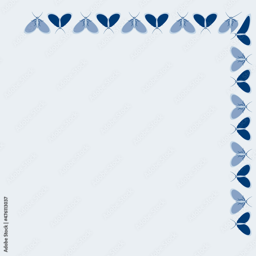 Frames on a square background - stylized moths - graphics. Design elements Frames on a square background - stylized moths - graphics. Design elements