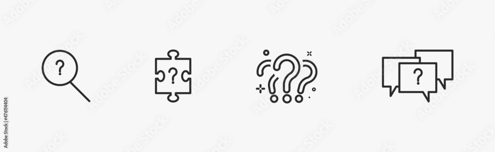 Related Question icon set. Linear black icons with editable stroke and ...