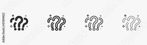 Question mark linear black icon set. 3 question marks isolated on white background. Question mark symbol set