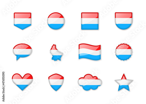 Free Download Luxembourg - set of shiny flags of different shapes. - GFXLoad