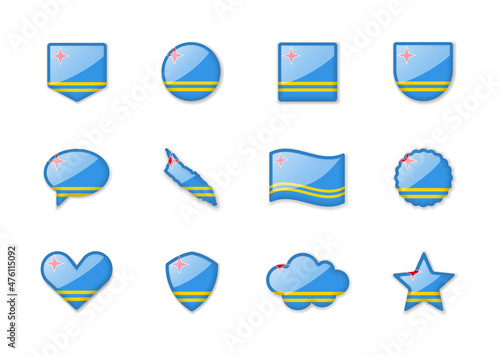 Aruba - set of shiny flags of different shapes. Free Download Aruba - set of shiny flags of different shapes. - GFXLoad