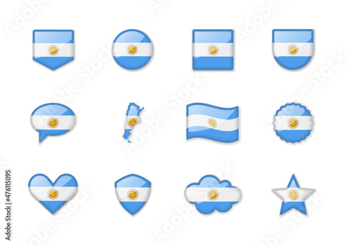 Free Download Argentina - set of shiny flags of different shapes. - GFXLoad