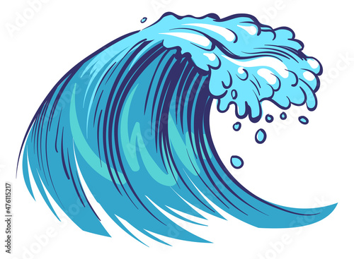 Ocean wave. Big water curl rushing down