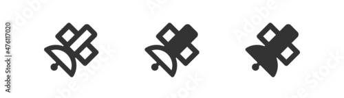 Satellite icon. Space connection web sign. Gps communication symbol in vector flat