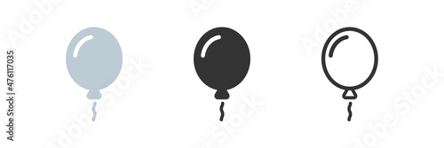 Balloon icon,set. Birthday party symbol. Baloon line sign in vector flat