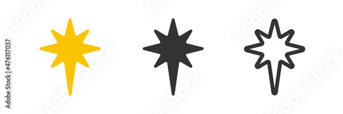 Shristmas star icon. Xmas shape star symbol in vector flat