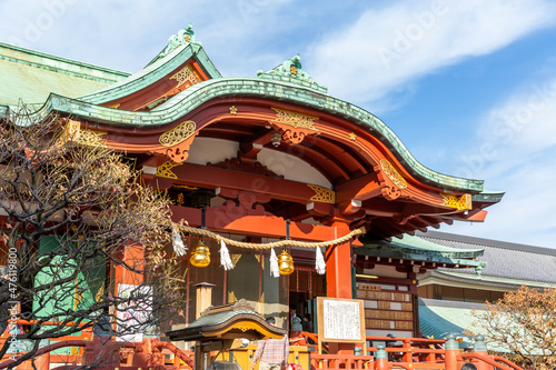 exterior of main shrine of kameido ten jinja