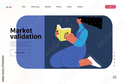 Startup illustration, website landing template. Concept of building new business