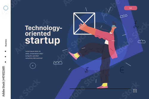 Startup illustration, website landing template. Concept of building new business