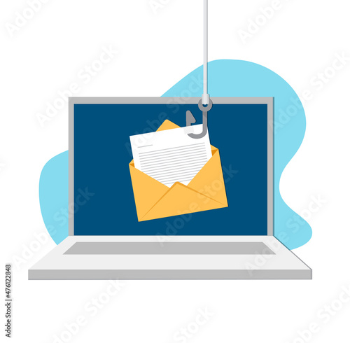 Data hacking, fishing hook, stealing confidential data, personal information and credit card detail