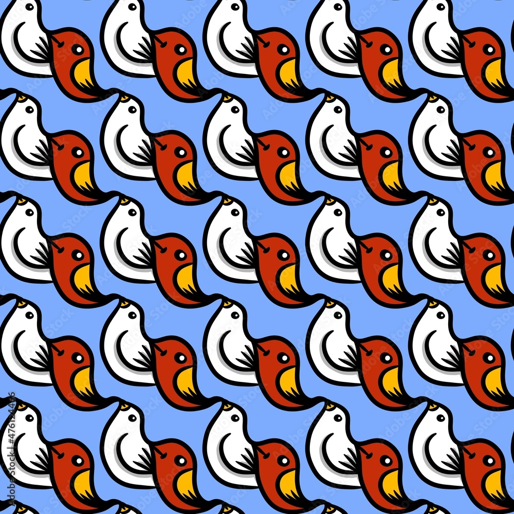 seamless pattern of cute bird cartoon