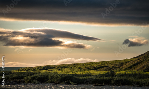 Late-night sunlight on the coastal plain of the Arctic National Wildlife Refuge, Alaska. 