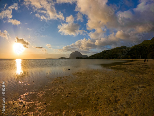 View of La Prairie beach during late afternoon in the south-west of Mauritius island
