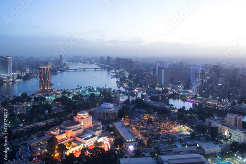 Beautiful view of the center of Cairo from the Cairo Tower in Cairo, Egypt