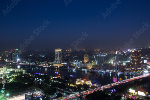 Beautiful view of the center of Cairo from the Cairo Tower in Cairo, Egypt © marinadatsenko