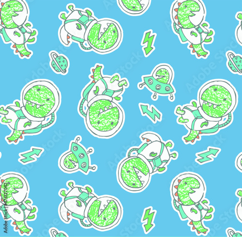 SPACE seamless pattern for baby boys. Can be used for nursery wall decor, baby textile, baby bedding set, baby shower invitation card, packaging, wallpaper, kids clothes design.