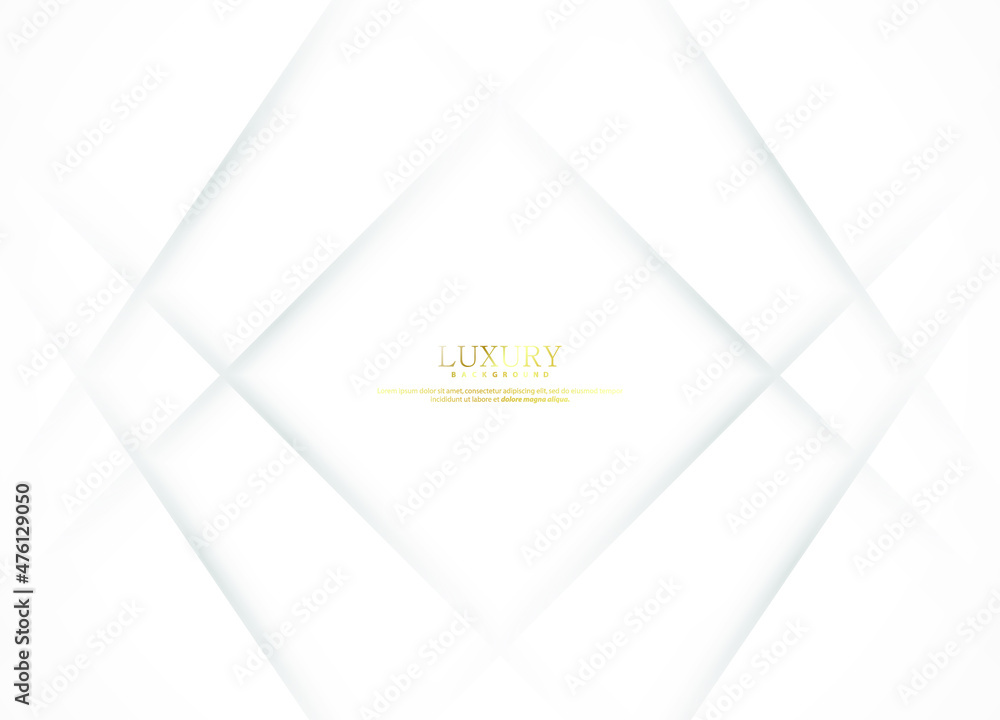 Obraz premium White luxury abstract background with golden lines and shadows. Premium vector illustration