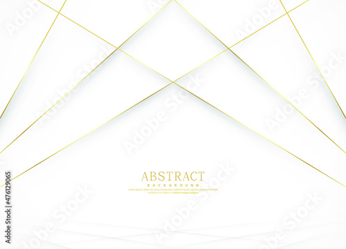 White luxury abstract background with golden lines and shadows. Premium vector illustration