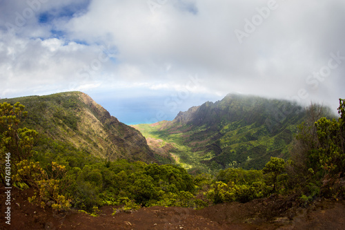 Amazing view of the Kalalau Valley and the Na Pali coast in Kauai. photo