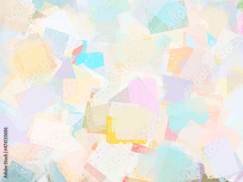 Pastel colored abstract painting composed of rectangles. © hanatopan