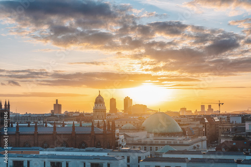 Scenic shot of the city in berlin during a beautiful sunset photo