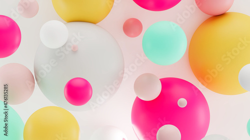Colorful Advertising background. Modern Advertisment backdrop with floating balls. Festive wallpaper for events and celebration invites. Colorful Text Background with spheres. Abstract trendy design. 
