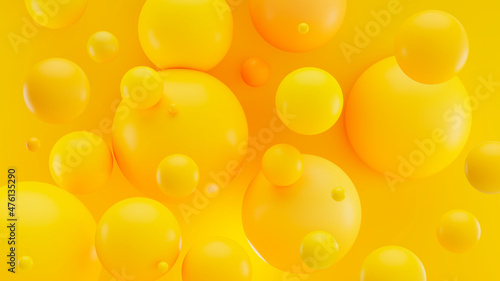 Trendy Festive Background with yellow 3D Spheres. Colorful minimal backdrop suited for festival or event invitation.