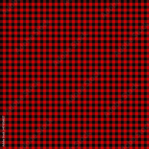 Red black fabric buffalo plaid background vector