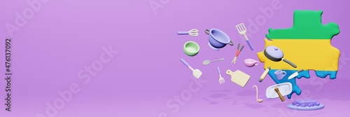 3d rendering of kitchen utensils usage in Gabon for data display