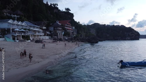 ULUWATU, INDONESIA - Oct 28, 2021: A view of Bingin beach on a gloomy day in Uluwatu, Indonesia photo